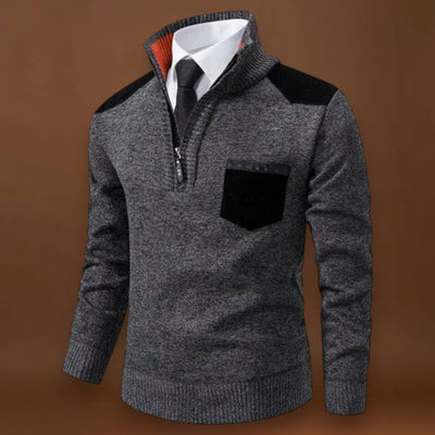 Pullover de Malha - Com Colarinho, Bolso e Aquece