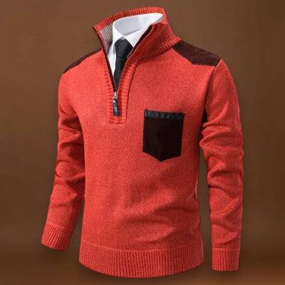 Pullover de Malha - Com Colarinho, Bolso e Aquece