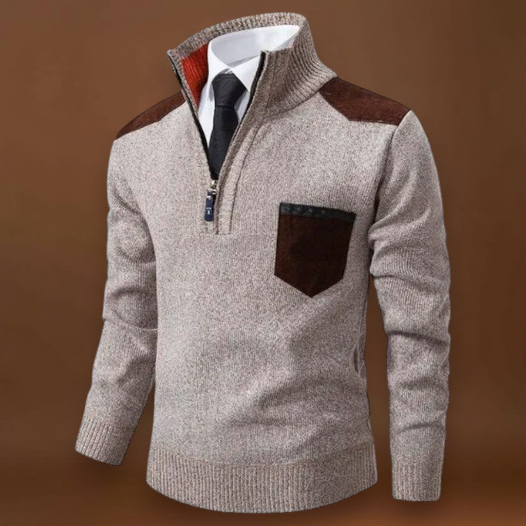 Pullover de Malha - Com Colarinho, Bolso e Aquece