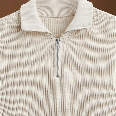 Sweater de Gola Alta com Zíper - Mistura de Malha