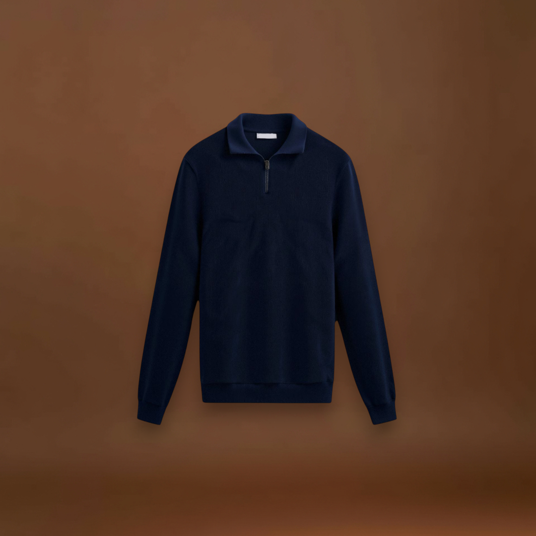 Sweater de Gola Alta com Zíper - Mistura de Malha