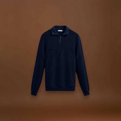 Sweater de Gola Alta com Zíper - Mistura de Malha