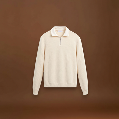 Sweater de Gola Alta com Zíper - Mistura de Malha