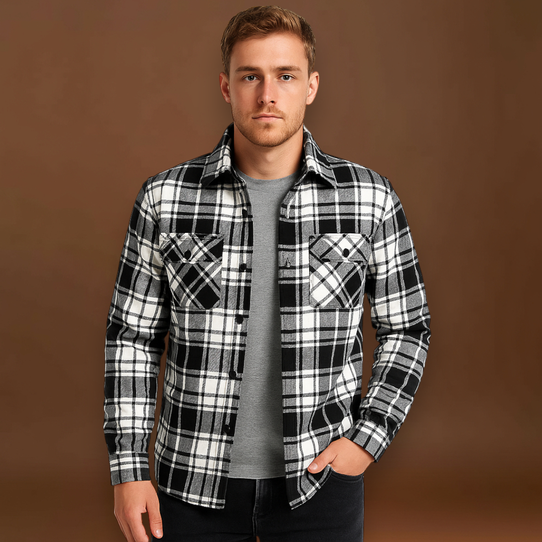 Camisa Jaqueta Acolchoada – Exterior em Xadrez e Calor Uniforme