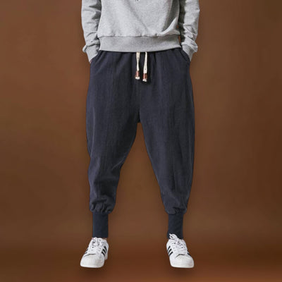 Riku - Calças harém de algodão confortáveis Preto