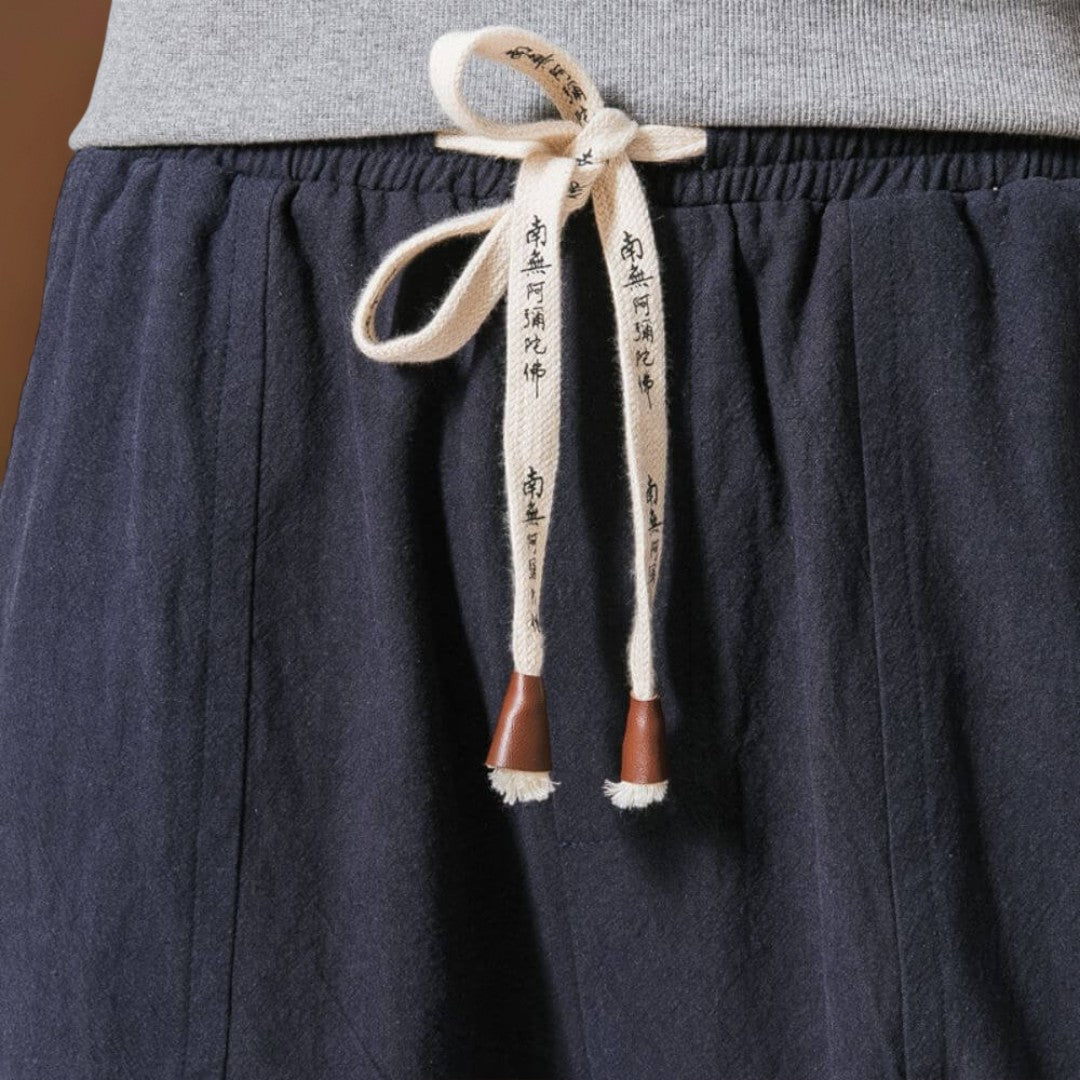 Riku - Calças harém de algodão confortáveis Preto