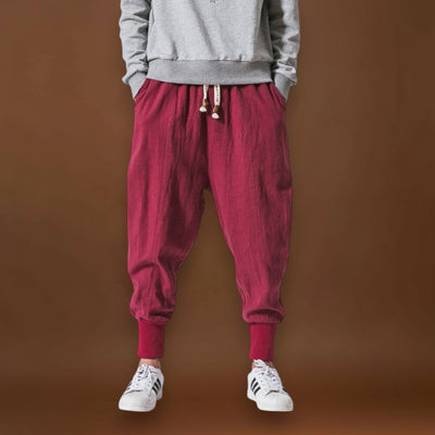 Riku - Calças harém de algodão confortáveis Preto