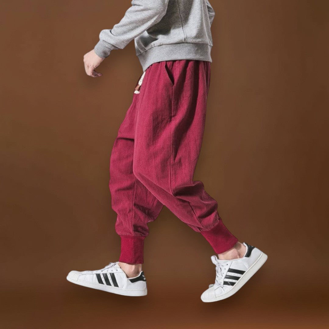 Riku - Calças harém de algodão confortáveis Preto