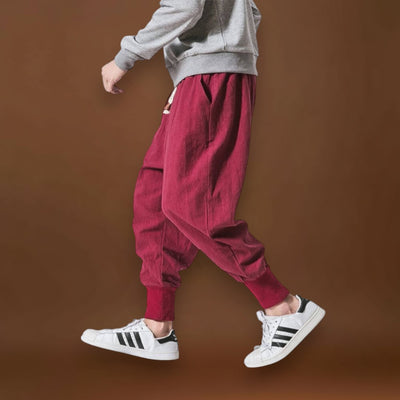 Riku - Calças harém de algodão confortáveis Preto