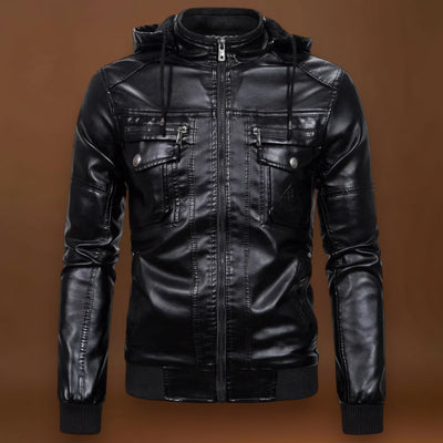 Jaxon - Jaqueta de couro com capuz