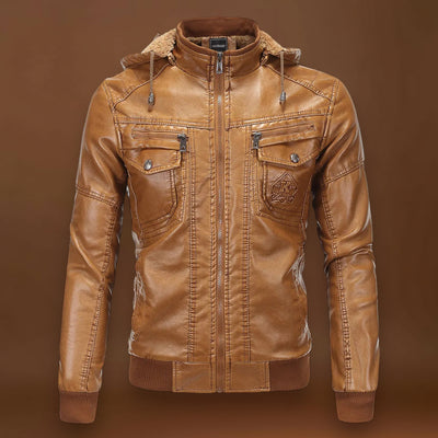 Jaxon - Jaqueta de couro com capuz