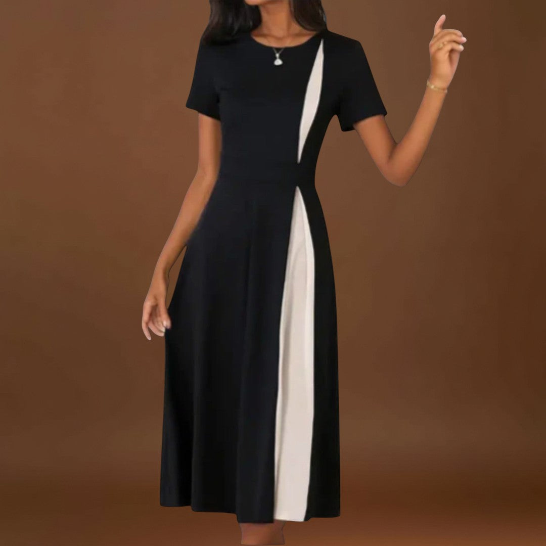 Diana - Vestido midi preto e branco