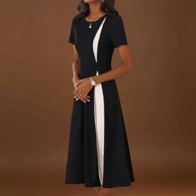 Diana - Vestido midi preto e branco