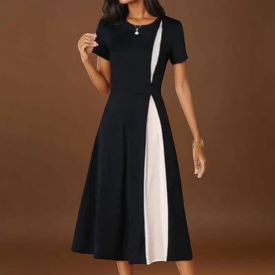 Diana - Vestido midi preto e branco