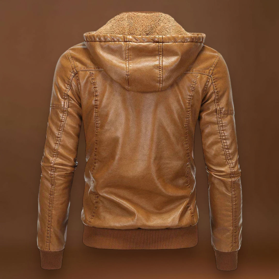 Jaxon - Jaqueta de couro com capuz
