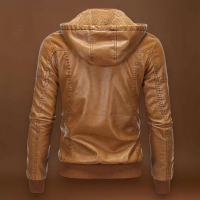 Jaxon - Jaqueta de couro com capuz