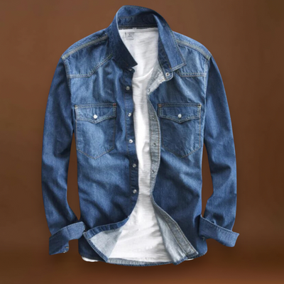 Camisa - Mistura Escovada com Botões à Frente e Ajuste Quente e Respirável