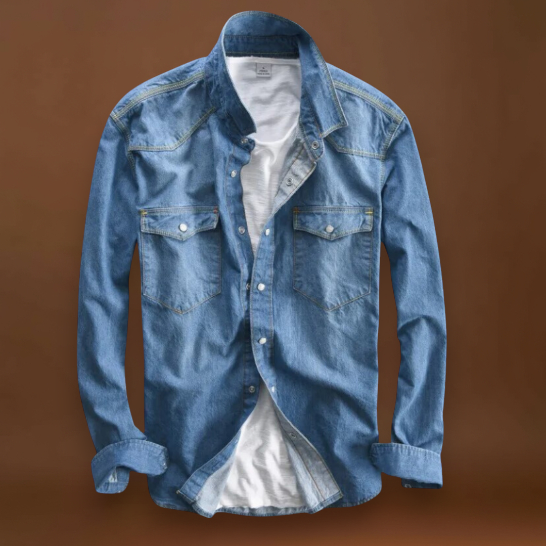 Camisa - Mistura Escovada com Botões à Frente e Ajuste Quente e Respirável