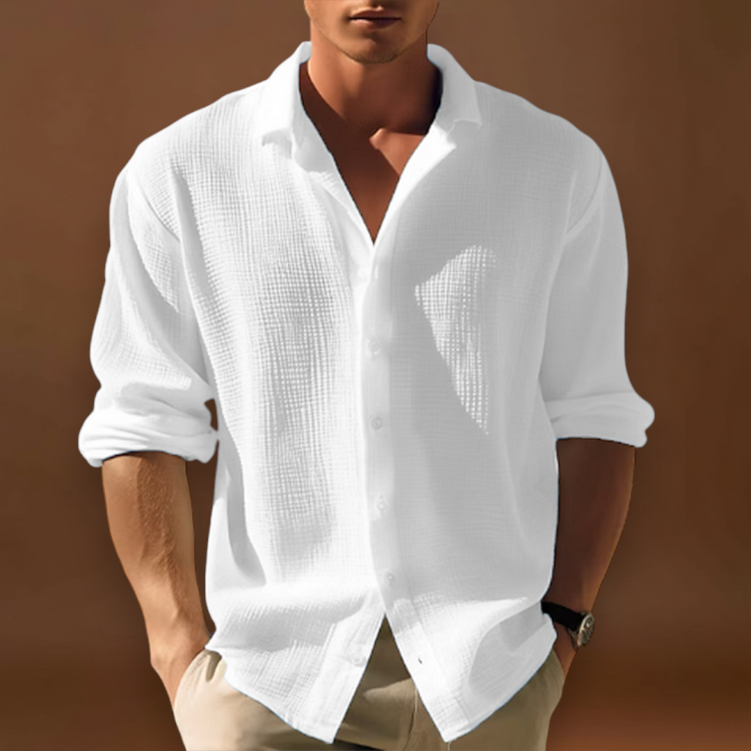 Camisa - Frente com Botões & Barra Curvada com Mangas Ajustáveis