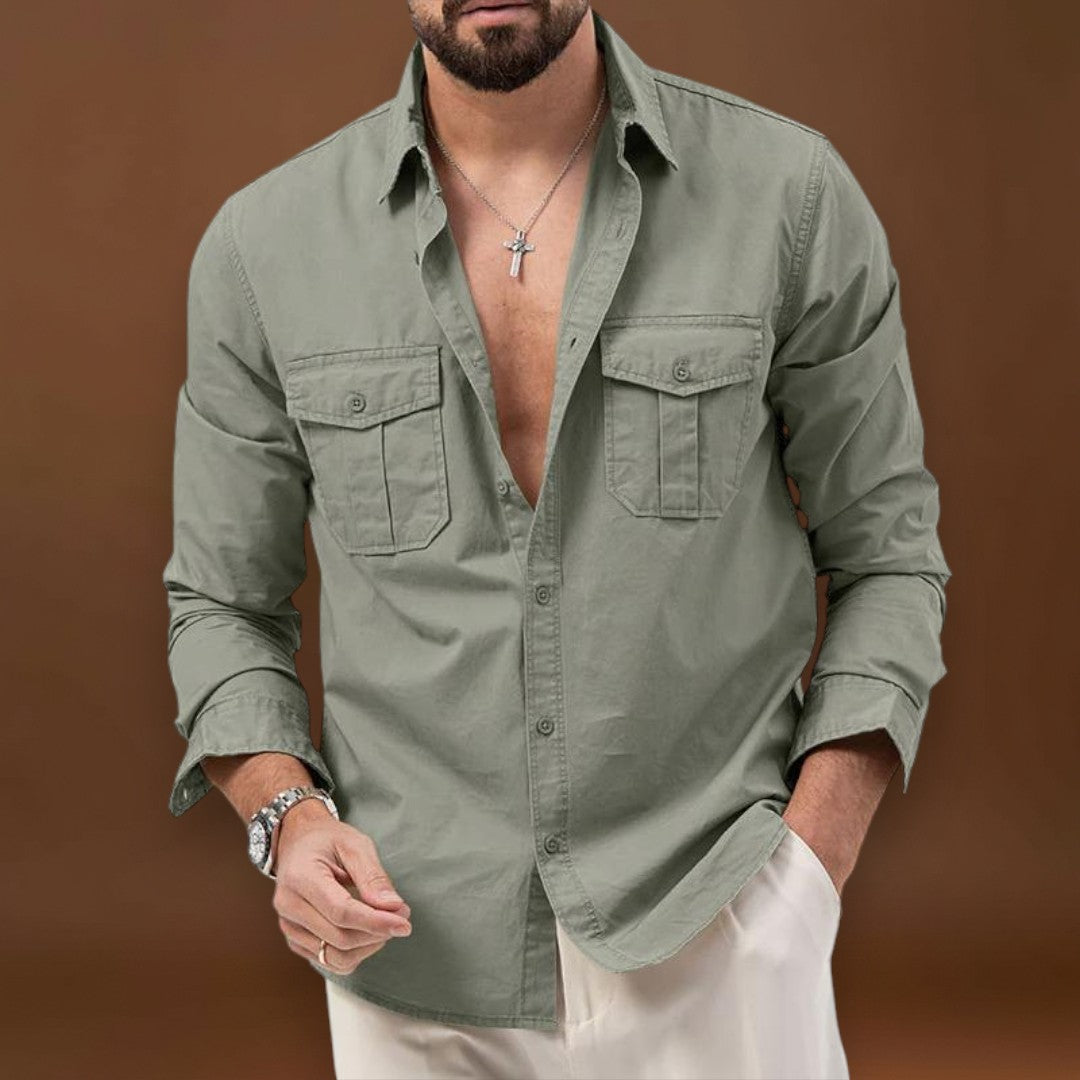 Camisa - Bolsos Cargo E Fecho De Botão Para Conforto Térmico