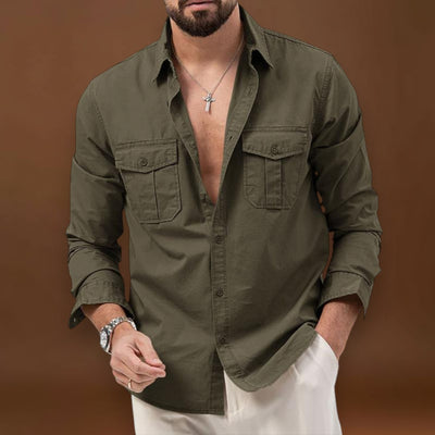 Camisa - Bolsos Cargo E Fecho De Botão Para Conforto Térmico