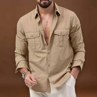 Camisa - Bolsos Cargo E Fecho De Botão Para Conforto Térmico