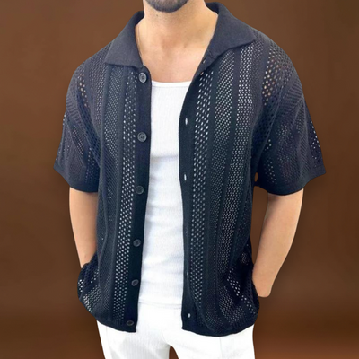 Camisa – Crochê de Manga Curta & Arrefecimento Respirável