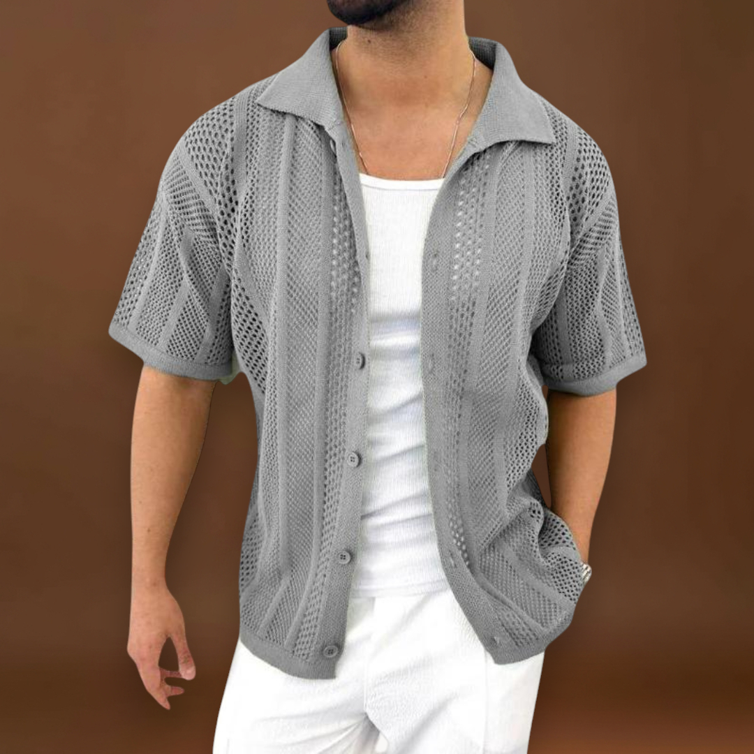 Camisa – Crochê de Manga Curta & Arrefecimento Respirável