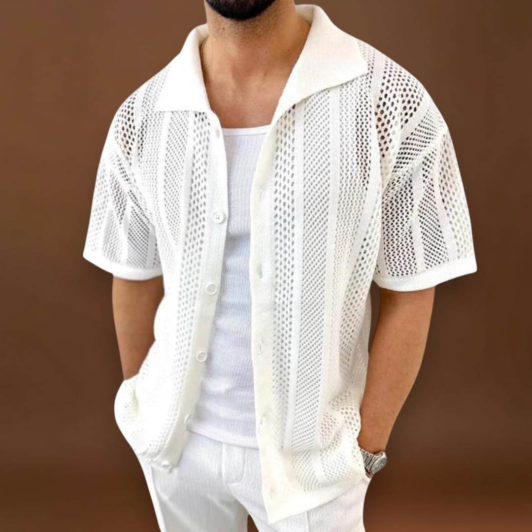 Camisa – Crochê de Manga Curta & Arrefecimento Respirável