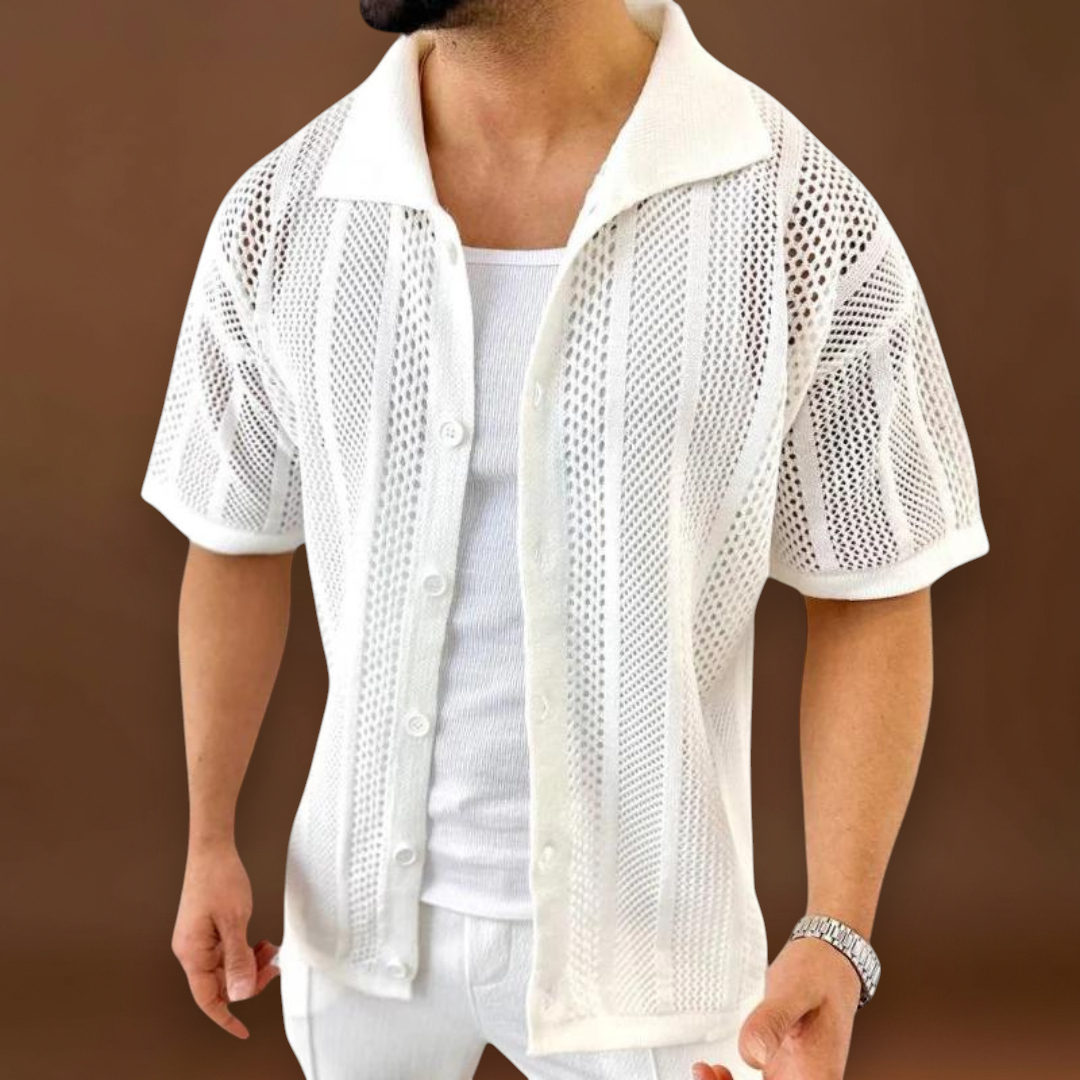 Camisa – Crochê de Manga Curta & Arrefecimento Respirável