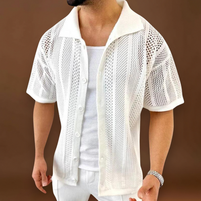 Camisa – Crochê de Manga Curta & Arrefecimento Respirável