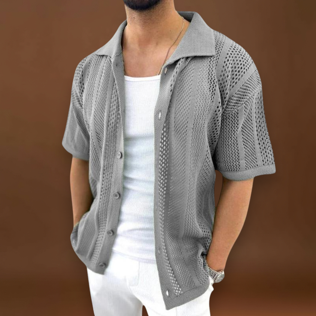 Camisa – Crochê de Manga Curta & Arrefecimento Respirável