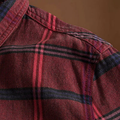 Camisa – Mistura de Flanela Ajustada com Colarinho Botão