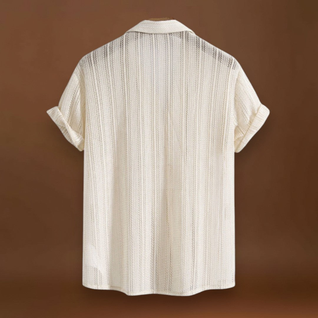 Camisa - Gola Canelada & Mistura de Poliéster Leve