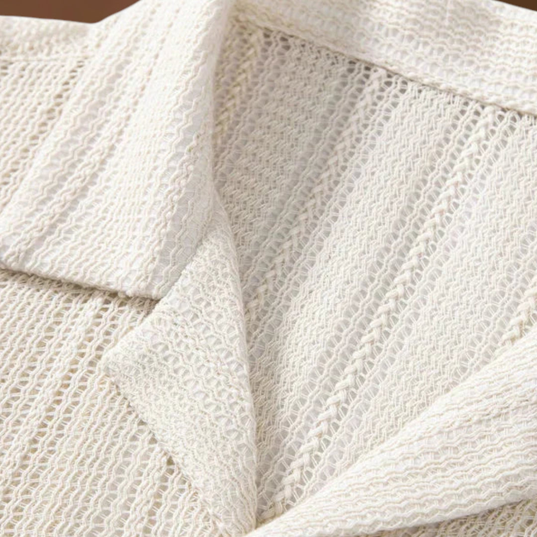 Camisa - Gola Canelada & Mistura de Poliéster Leve