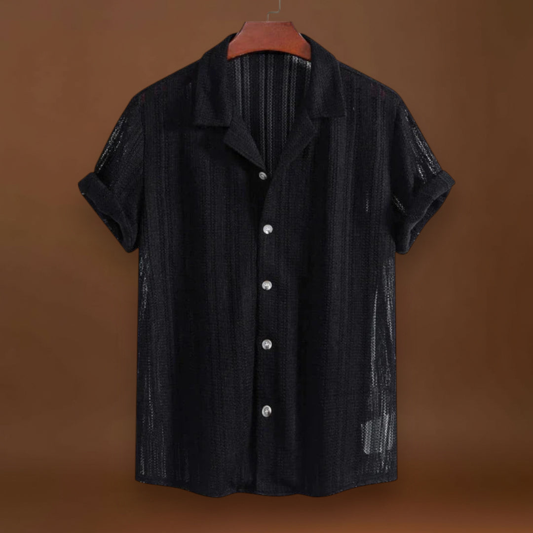 Camisa - Gola Canelada & Mistura de Poliéster Leve