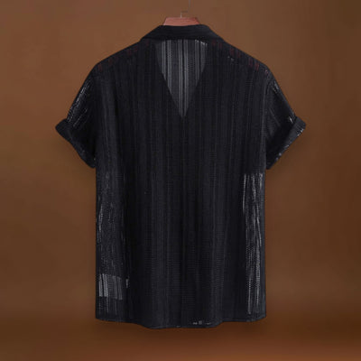 Camisa - Gola Canelada & Mistura de Poliéster Leve