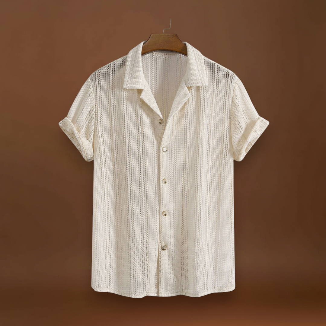 Camisa - Gola Canelada & Mistura de Poliéster Leve