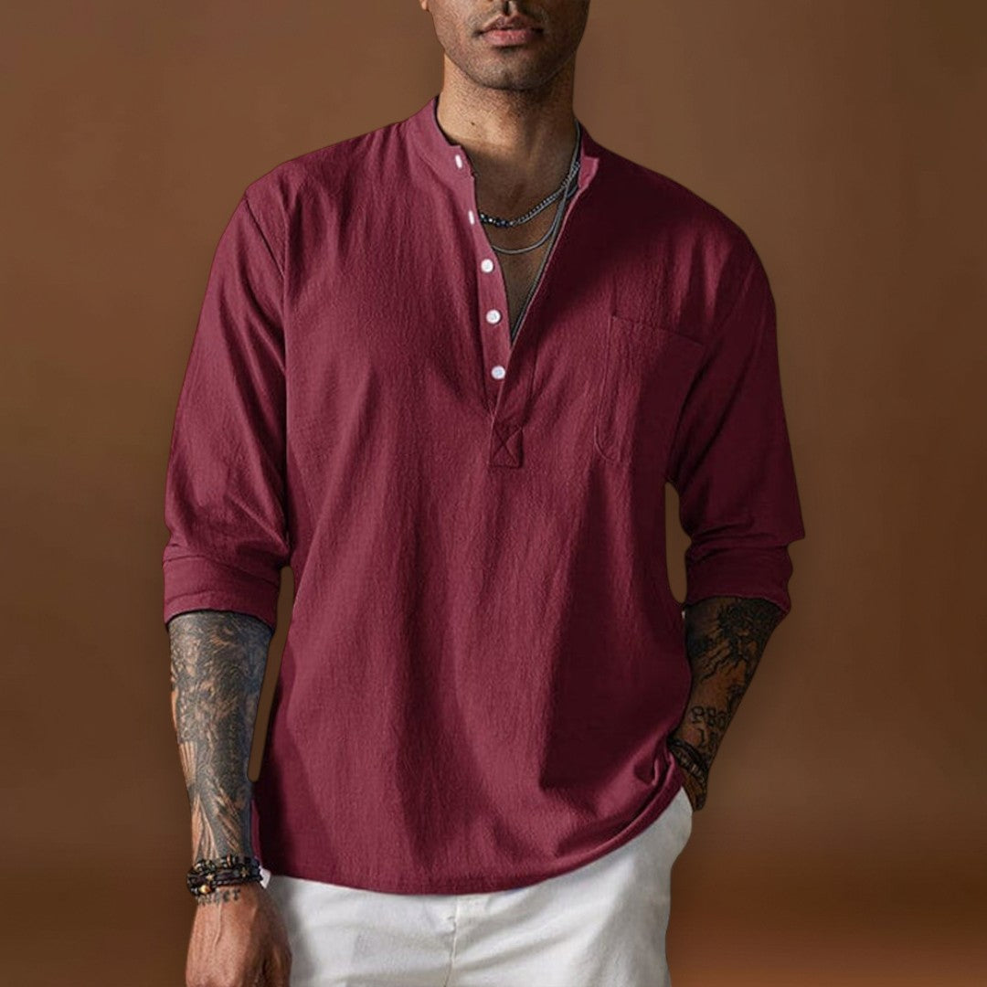 Camisa - Textura Amassada e Mistura Respirável para Conforto