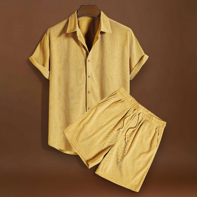 Conjunto de Camisa - Mistura de Veludo Cotelê com Botões à Frente & Toque Suave