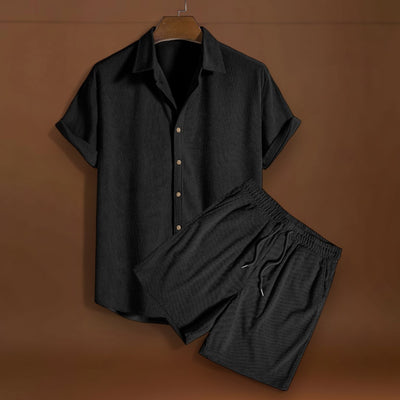 Conjunto de Camisa - Mistura de Veludo Cotelê com Botões à Frente & Toque Suave
