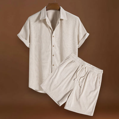 Conjunto de Camisa - Mistura de Veludo Cotelê com Botões à Frente & Toque Suave