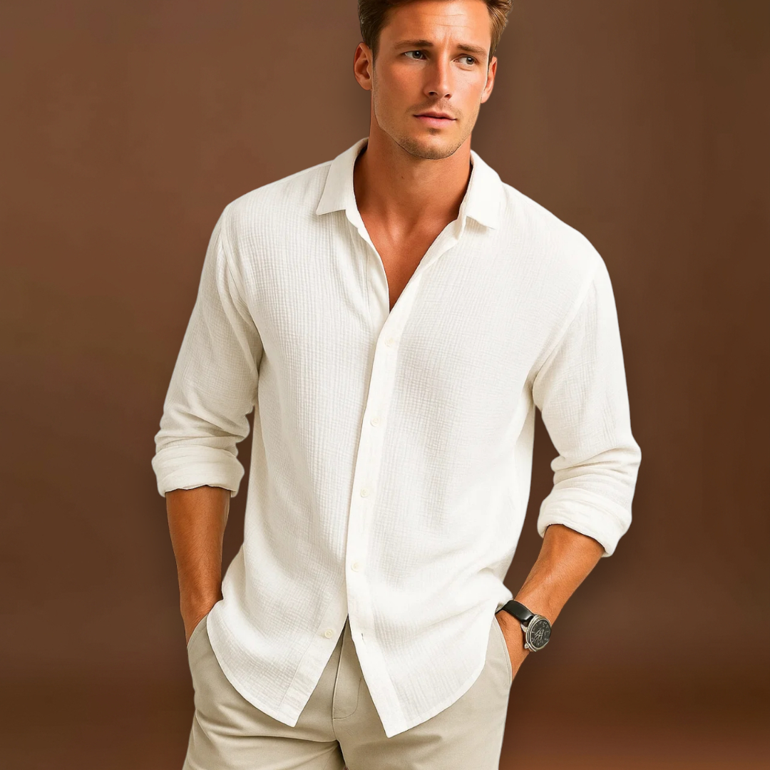 Camisa - Gola Inteligente e Botão Completo para Movimento Fácil