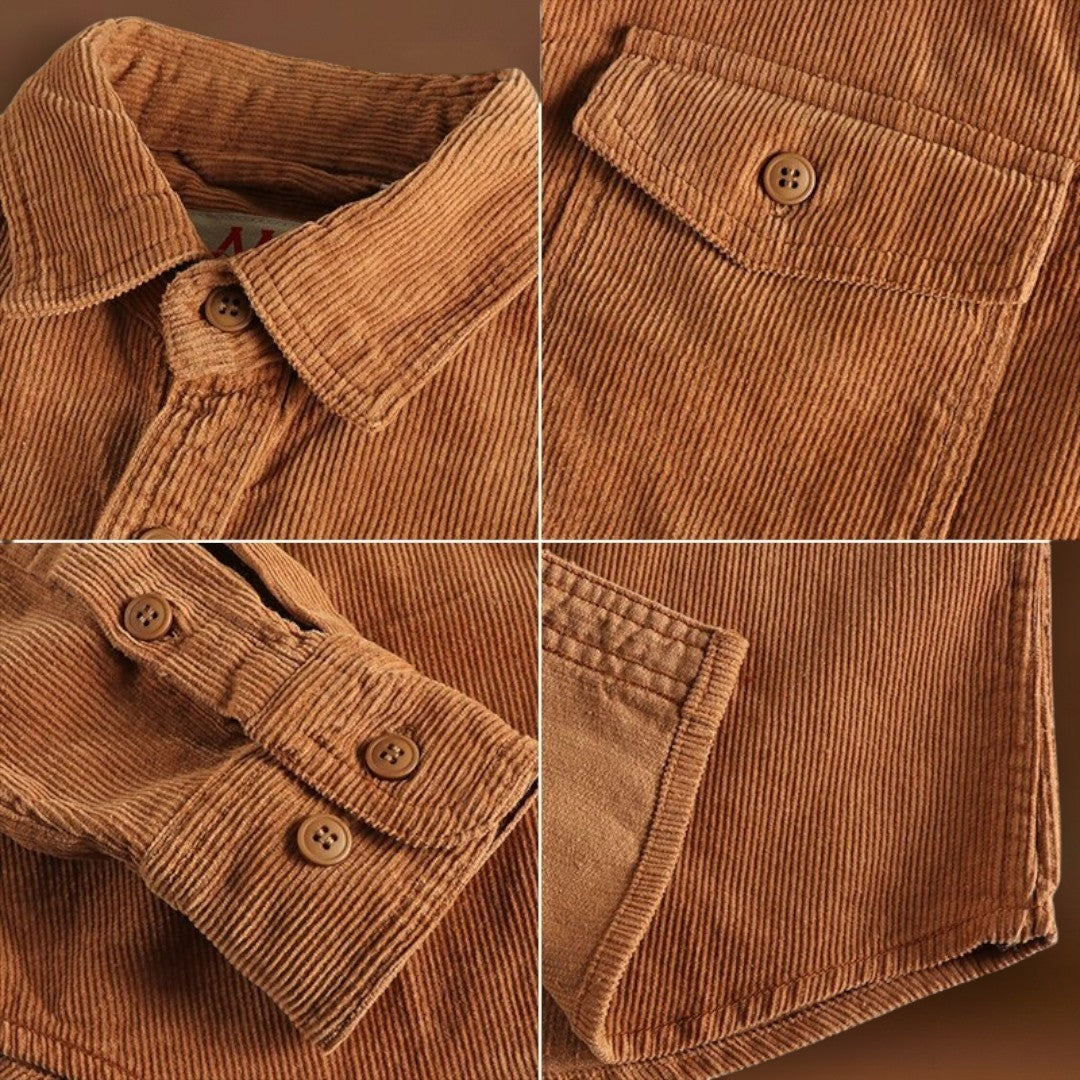 Camisa - Tecido de Veludo Mole e Bolsos de Patches para Armazenamento