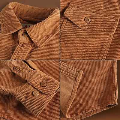 Camisa - Tecido de Veludo Mole e Bolsos de Patches para Armazenamento