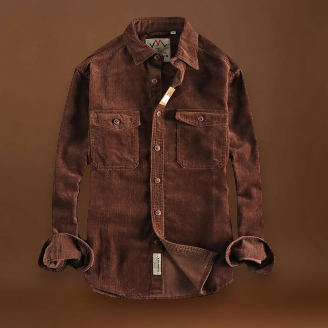 Camisa - Tecido de Veludo Mole e Bolsos de Patches para Armazenamento