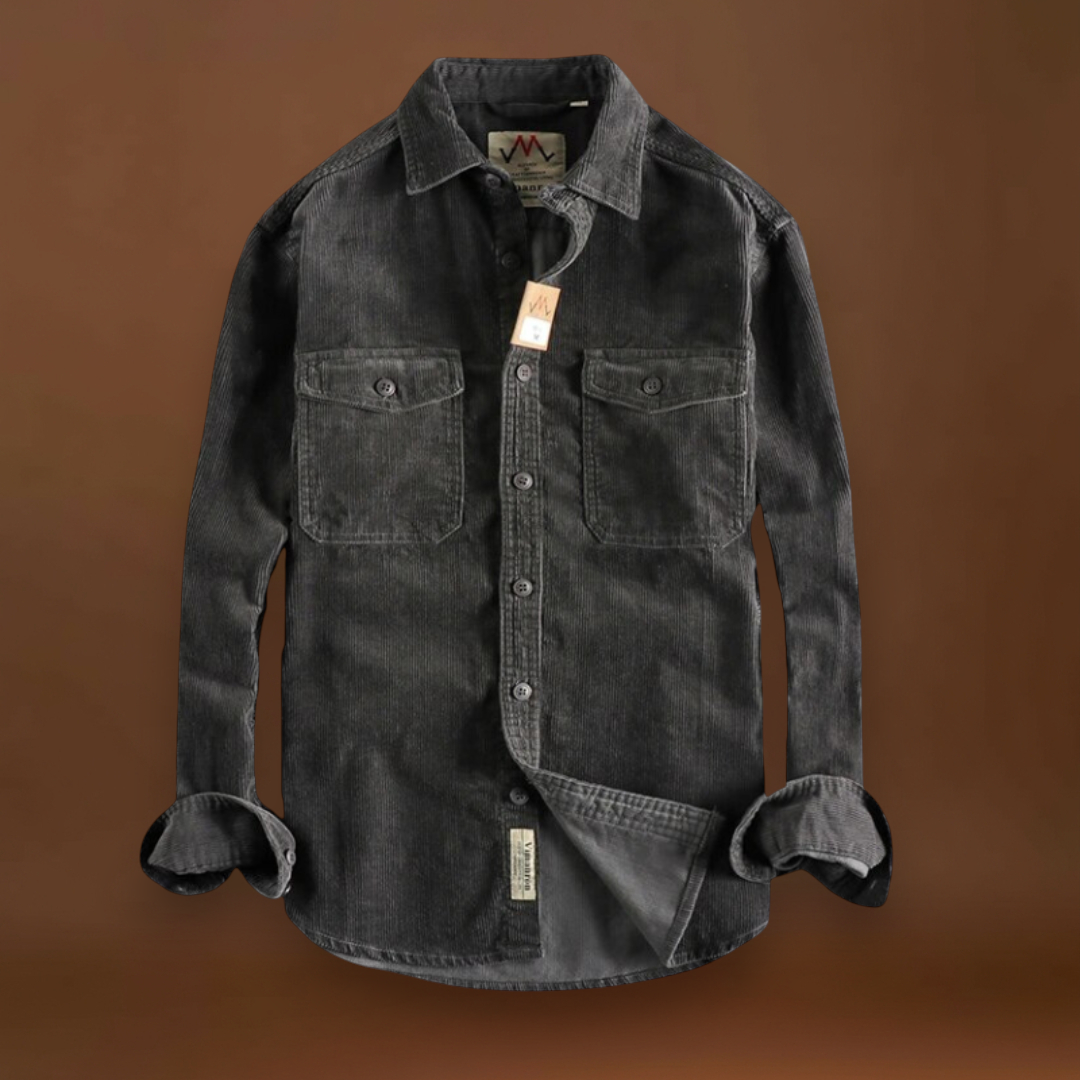 Camisa - Tecido de Veludo Mole e Bolsos de Patches para Armazenamento