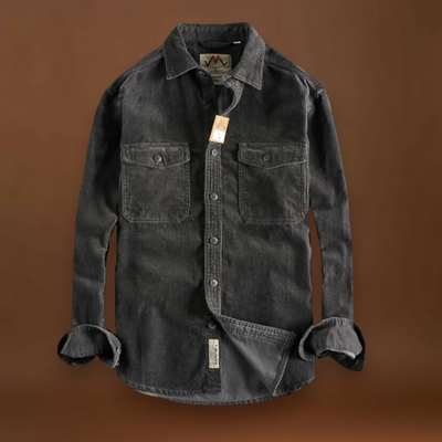 Camisa - Tecido de Veludo Mole e Bolsos de Patches para Armazenamento