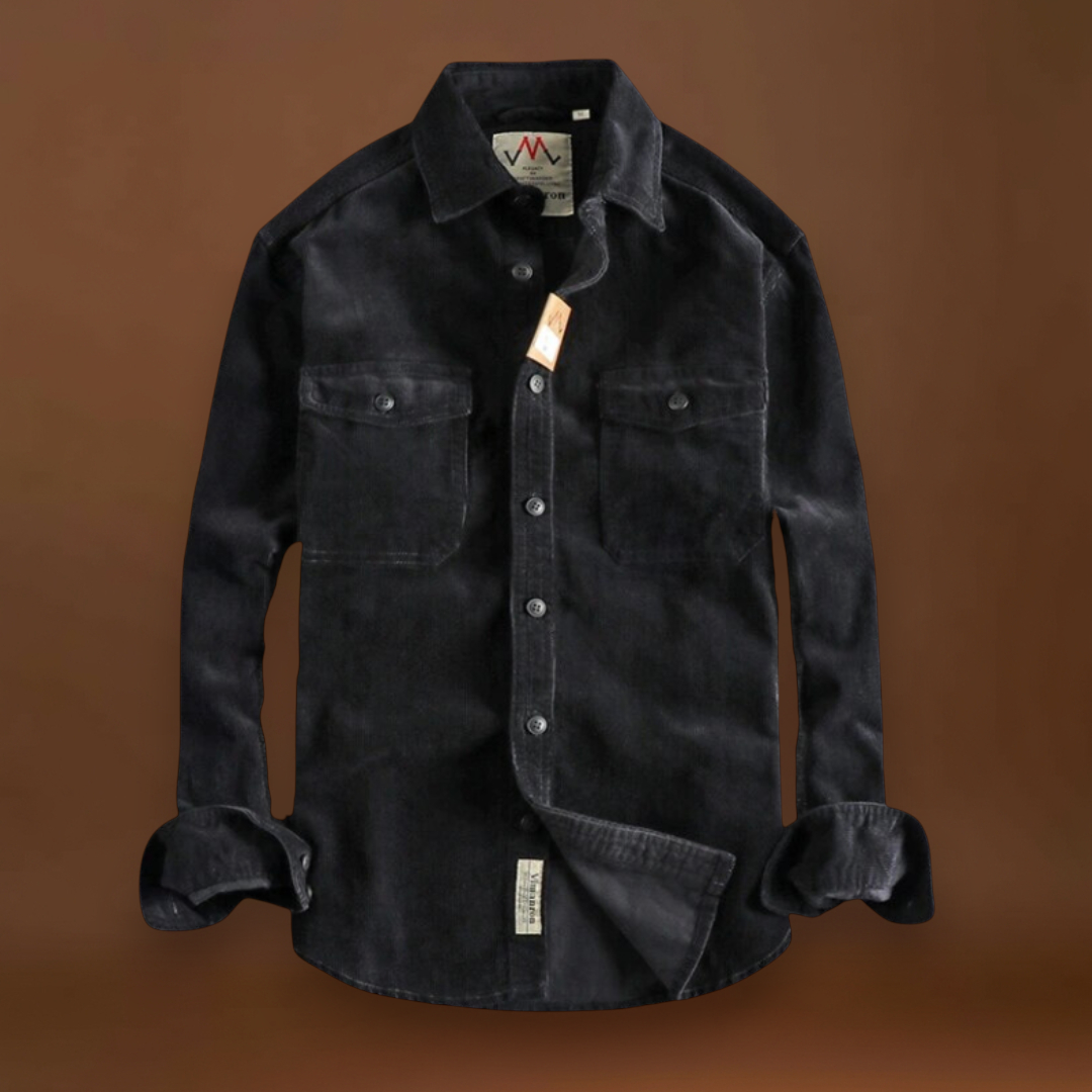 Camisa - Tecido de Veludo Mole e Bolsos de Patches para Armazenamento