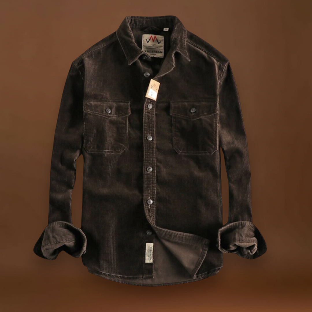 Camisa - Tecido de Veludo Mole e Bolsos de Patches para Armazenamento